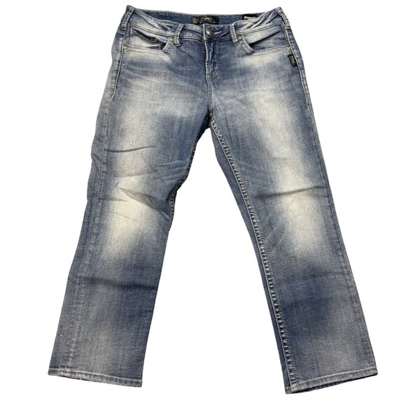 Silver Suki Jeans Womens Blue Denim Super Stretch High Capri Size W30/L22.5 - Picture 1 of 14